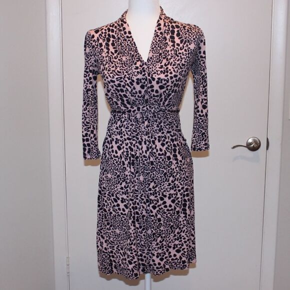 French Connection Pink & Black Animal Meadow Print Mini Dress Women size 6 - Picture 3 of 16